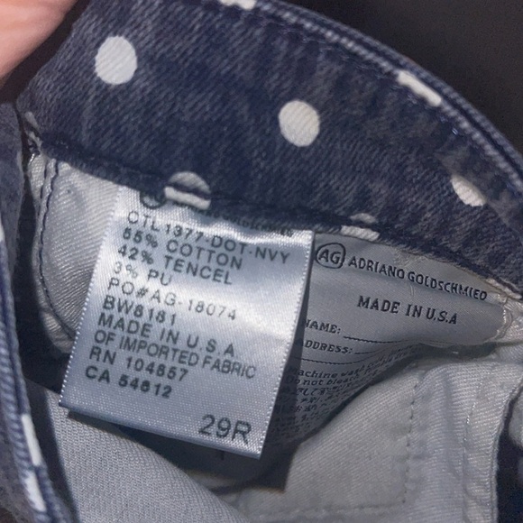 AG Adriano Goldschmied Stevie Ankle Slim Straight Polka Dot Jeans 29R. B2 - Picture 8 of 8